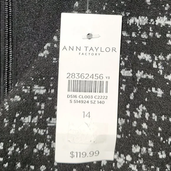 NWT Ann Taylor Heavy Knit Dress 14 Salt n Pepper - Picture 2 of 6
